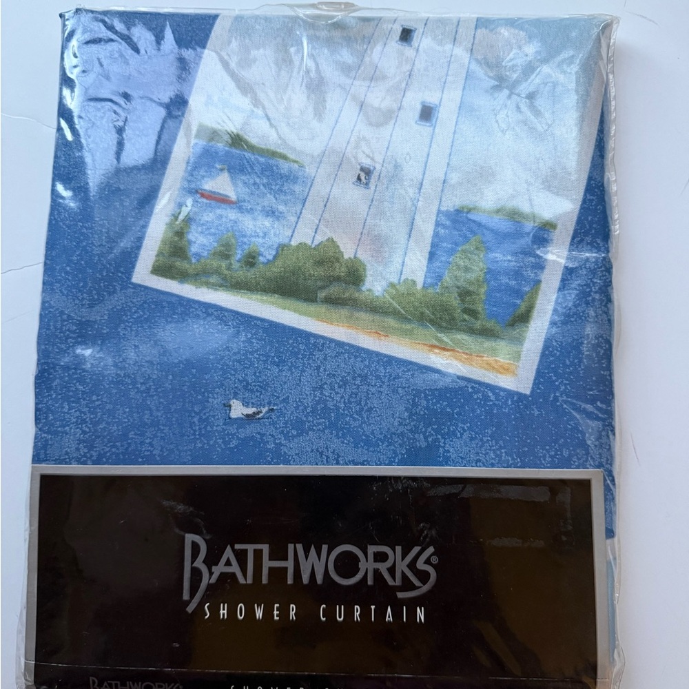 Bath Works lighthouse sail away  nautical theme shower curtain